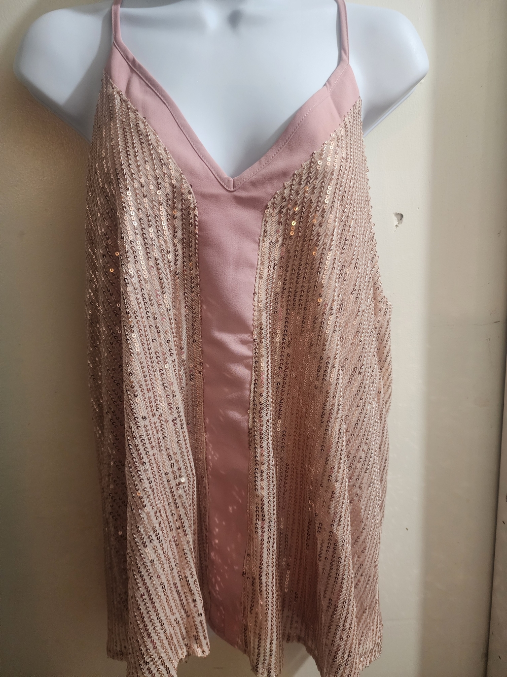 Blush Pink Sequin Spaghetti Strap Slip Top